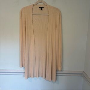 Eileen Fisher Cream Ribbed Long Sleeve Open Front Cardigan Size Small